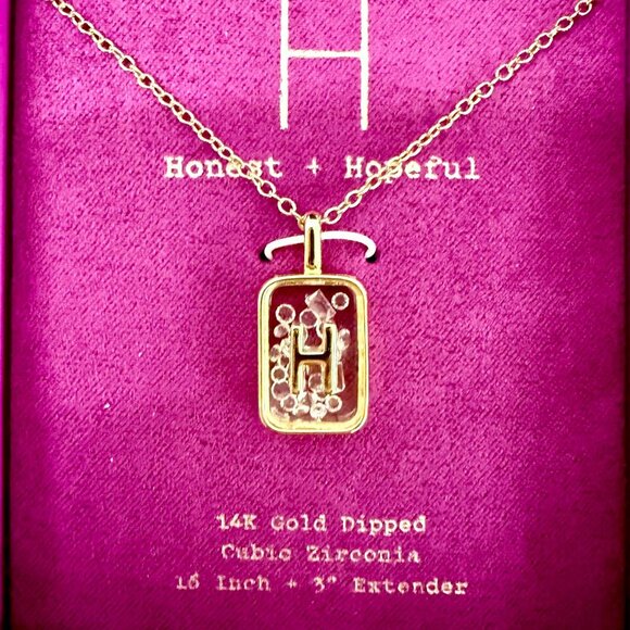 NWT A New Day 14K Gold Dipped Initial Shaker Necklace (A–Z) Cubic Zirconia - Picture 4 of 9